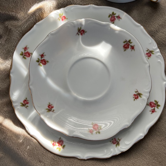 Bavaria Western Germany Elfenbein Rose Bud Pattern Tea Cup Saucer Plate 3 pc - Picture 6 of 15